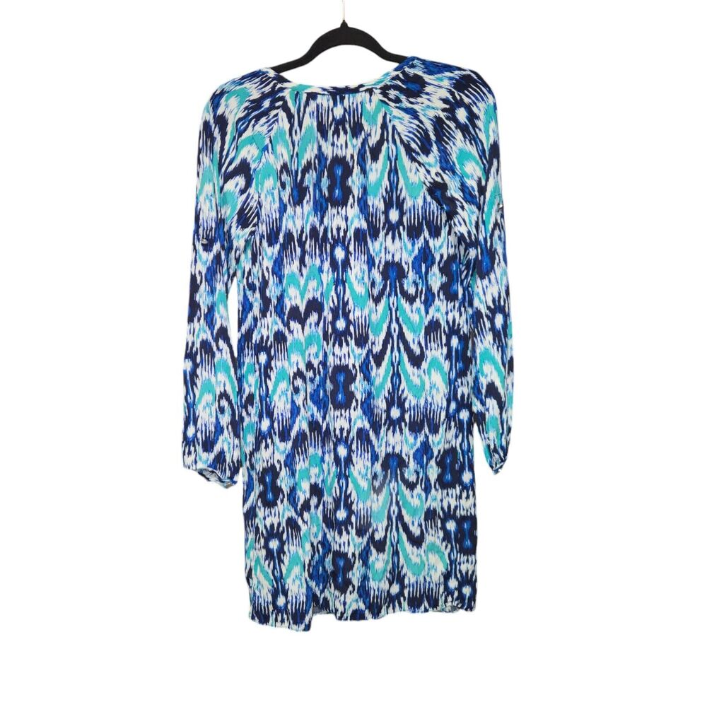 Banana Republic Womens Size 0 Shirt Dress Roll Tab Long Sleeves‎ Blue Green Mini - Picture 3 of 14
